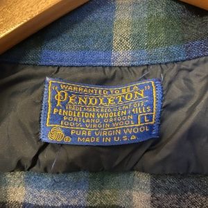 Vintage Pendleton Wool Long Sleeve Button Up Shirt Size Large Blue Plaid